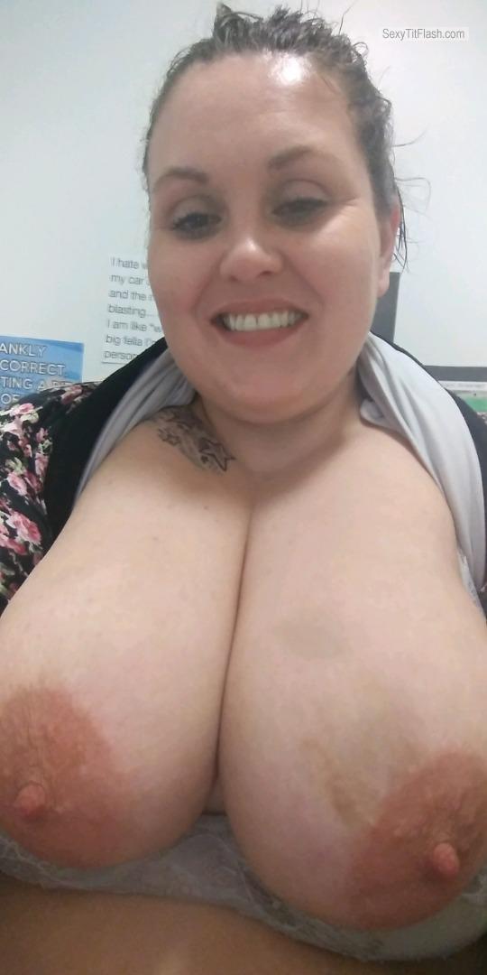 Tit Flash: Wife's Big Tits (Selfie) - Topless Soupswifey from United States